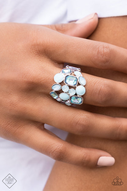 Paparazzi Multichromatic Meditation Blue Ring - Fashion Fix Glimpses of Malibu May 2022