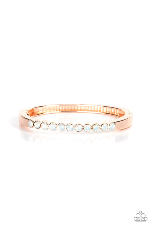 Paparazzi Mystical Masterpiece Rose Gold Hinged Cuff Bracelet - P9RE-GDRS-337XX