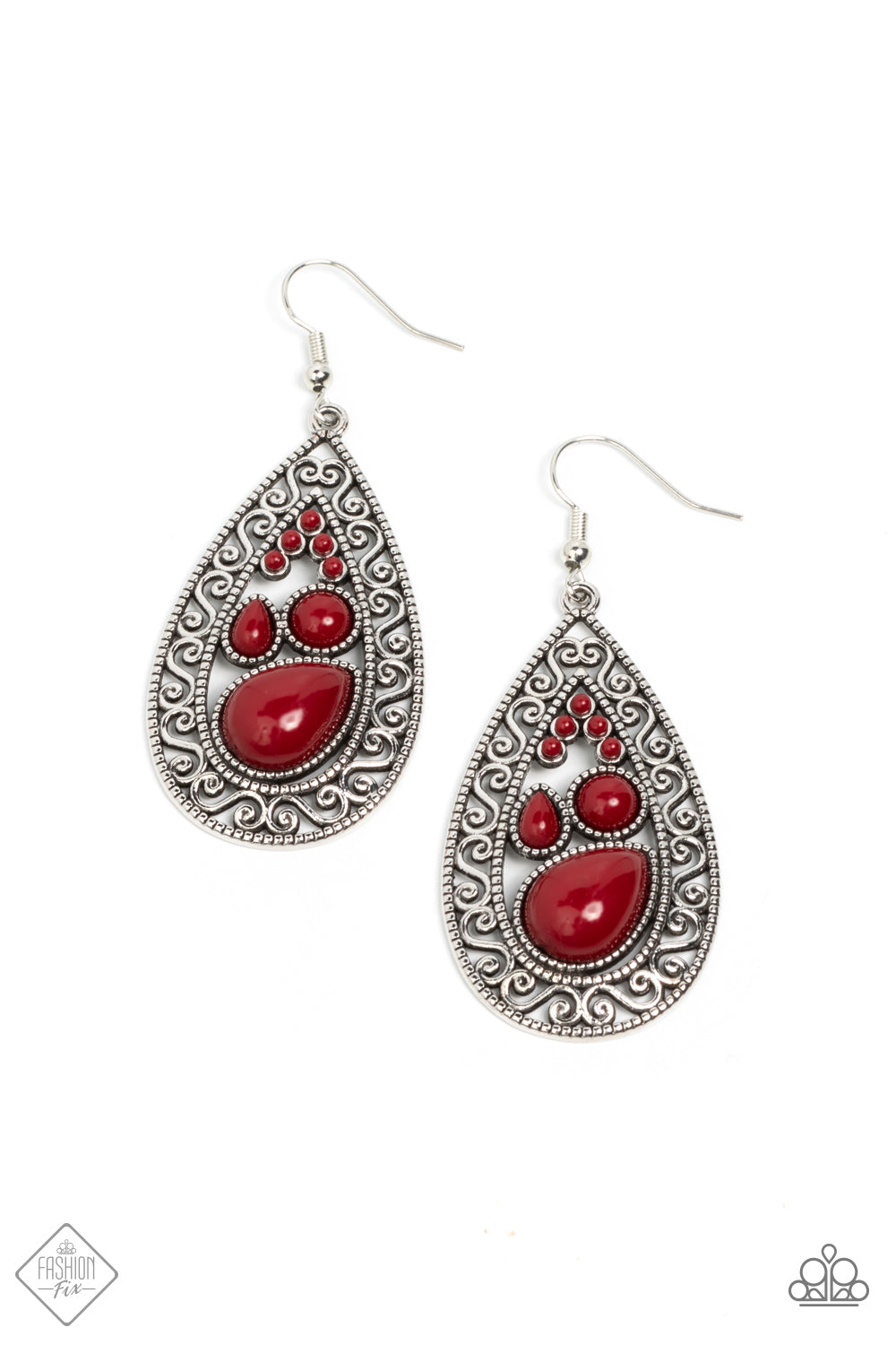 Paparazzi Nautical Daydream Red Fishhook Earrings - Fashion Fix Glimpses of Malibu January 2022