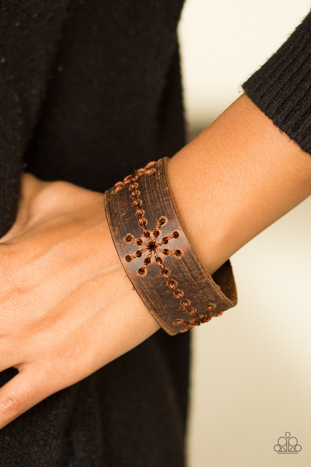 Paparazzi Nautical Nature Brown Single Wrap Snap Bracelet - P9UR-BNXX-296XX