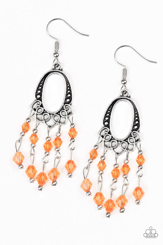 Paparazzi Not The Only Fish In The Sea Orange Fishhook Earrings