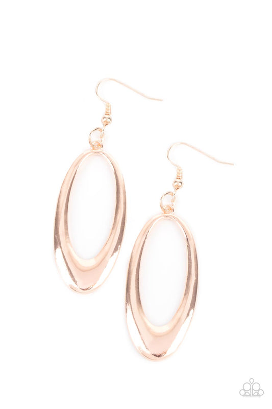 Paparazzi OVAL The Hill Rose Gold Fishhook Earrings - P5RE-GDRS-049XX