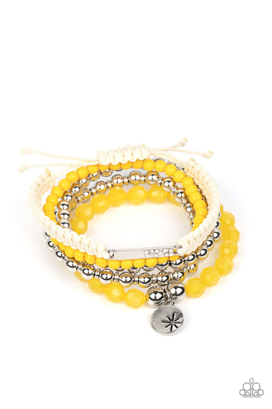 Paparazzi Offshore Outing Yellow Stretch Bracelet - P9WH-YWXX-154XX