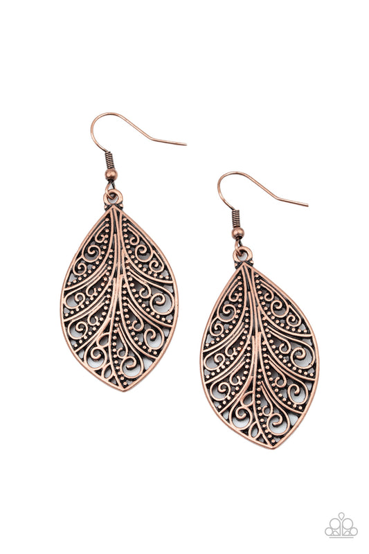 Paparazzi One Vine Day Copper Fishhook Earrings