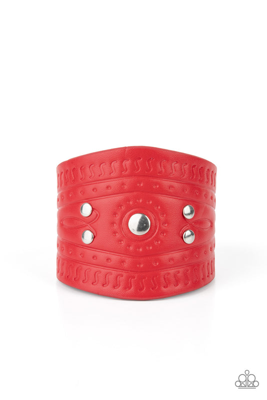 Paparazzi Orange County Red Single Wrap Snap Bracelet - P9UR-RDXX-131XX