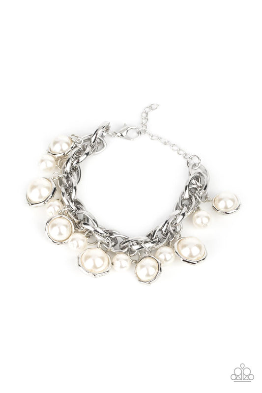 Paparazzi Orbiting Opulence White Clasp Bracelet - P9RE-WTXX-196DI