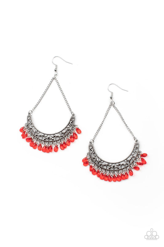 Paparazzi Orchard Odyssey Red Fishhook Earrings - P5ST-RDXX-017XX