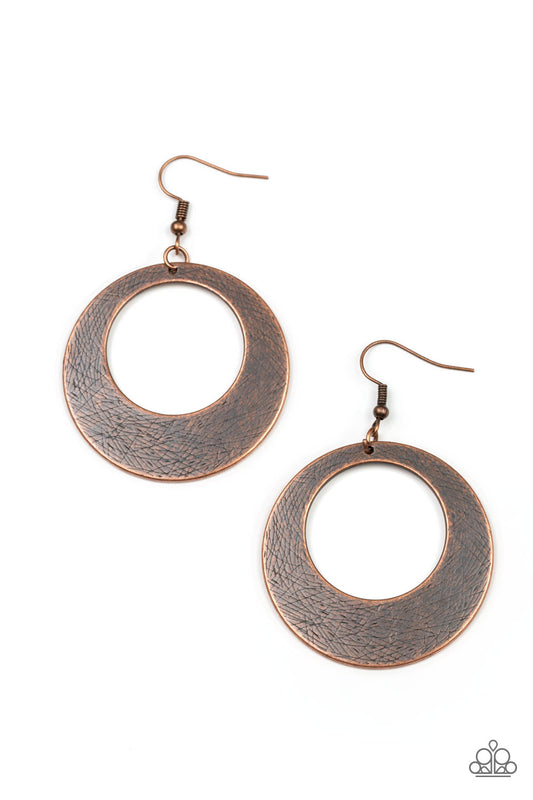 Paparazzi Outer Plains Copper Fishhook Earrings - P5BA-CPXX-061XX