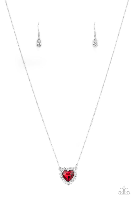 Paparazzi Out of the GLITTERY-ness of Your Heart Red Short Necklace