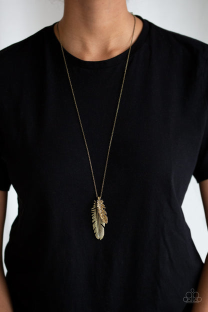 Paparazzi Own Free Quill Brass Long Necklace