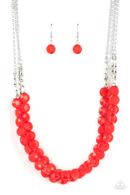 Paparazzi Pacific Picnic Red Short Necklace - P2SE-RDXX-333IS