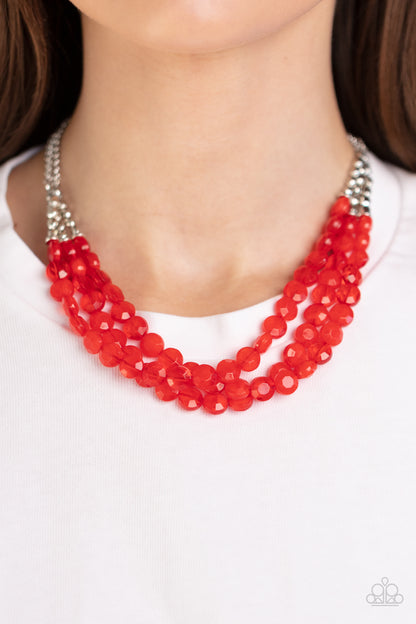 Paparazzi Pacific Picnic Red Short Necklace - P2SE-RDXX-333IS