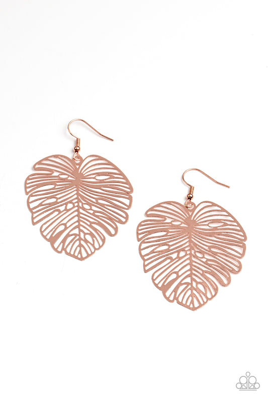 Paparazzi Palm Palmistry Copper Fishhook Earrings - P5SE-CPSH-111XX
