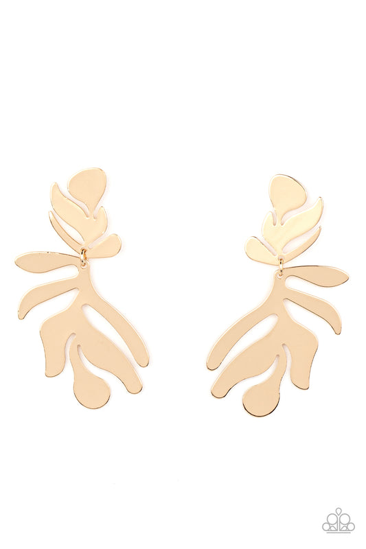 Paparazzi Palm Picnic Gold Post Earrings - P5PO-GDXX-169XX