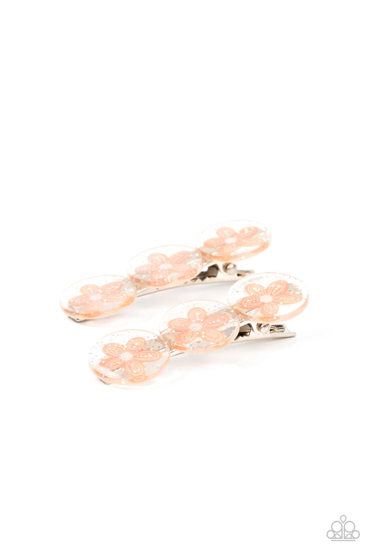 Paparazzi Pamper Me in Posies Orange Hair Clip Hairbow Duo - P7SS-OGXX-088XX