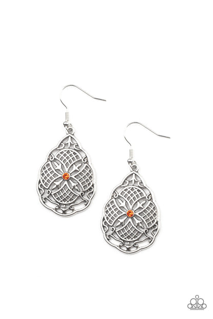 Paparazzi Paradise Picnic Orange Fishhook Earrings - P5DA-OGXX-029XX