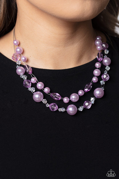 Paparazzi Parisian Pearls Purple Short Necklace - P2RE-PRXX-308XX