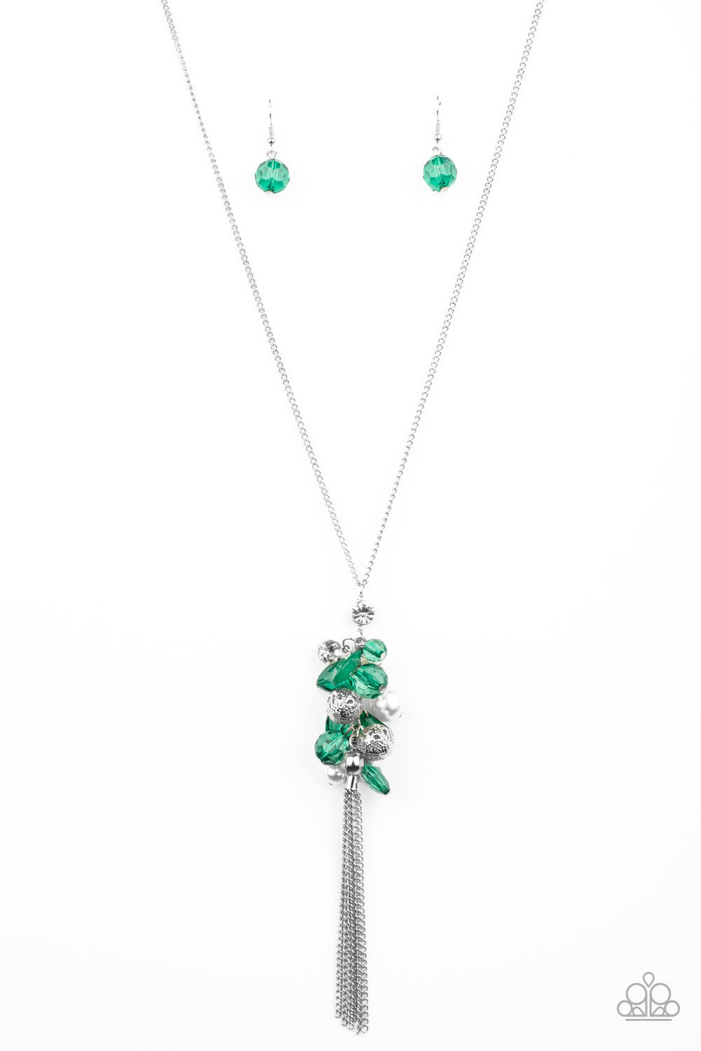 Paparazzi Party Girl Glow Green Long Necklace - P2WH-GRXX-318XX