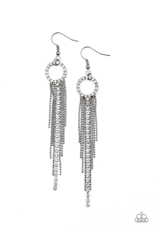 Paparazzi Pass The Glitter Black Fishhook Earrings - P5RE-BKXX-368XX