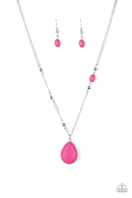 Paparazzi Peaceful Prairies Pink Stone Short Necklace