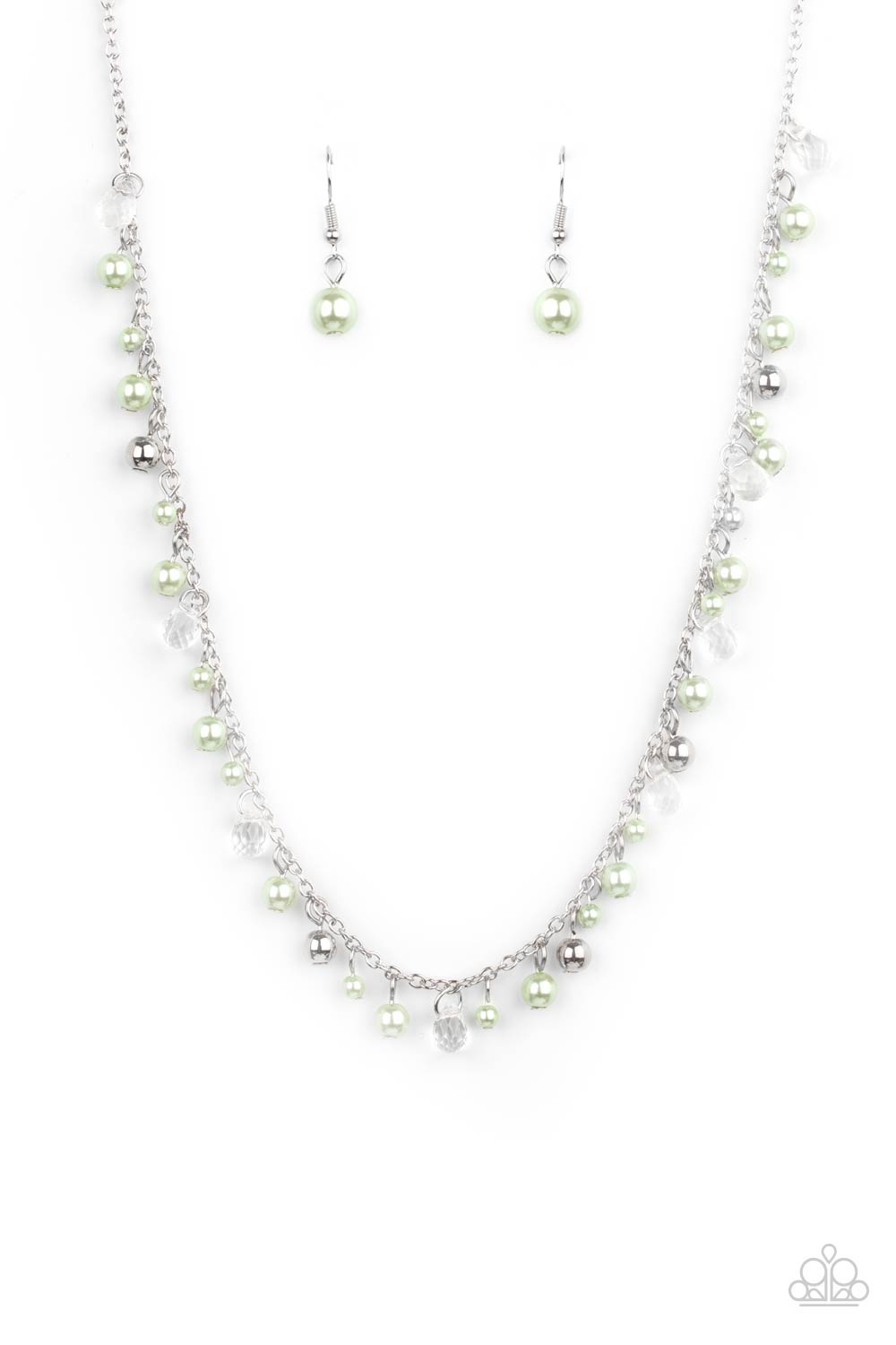 Paparazzi Pearl Essence Green Short Necklace - P2RE-GRXX-235XX