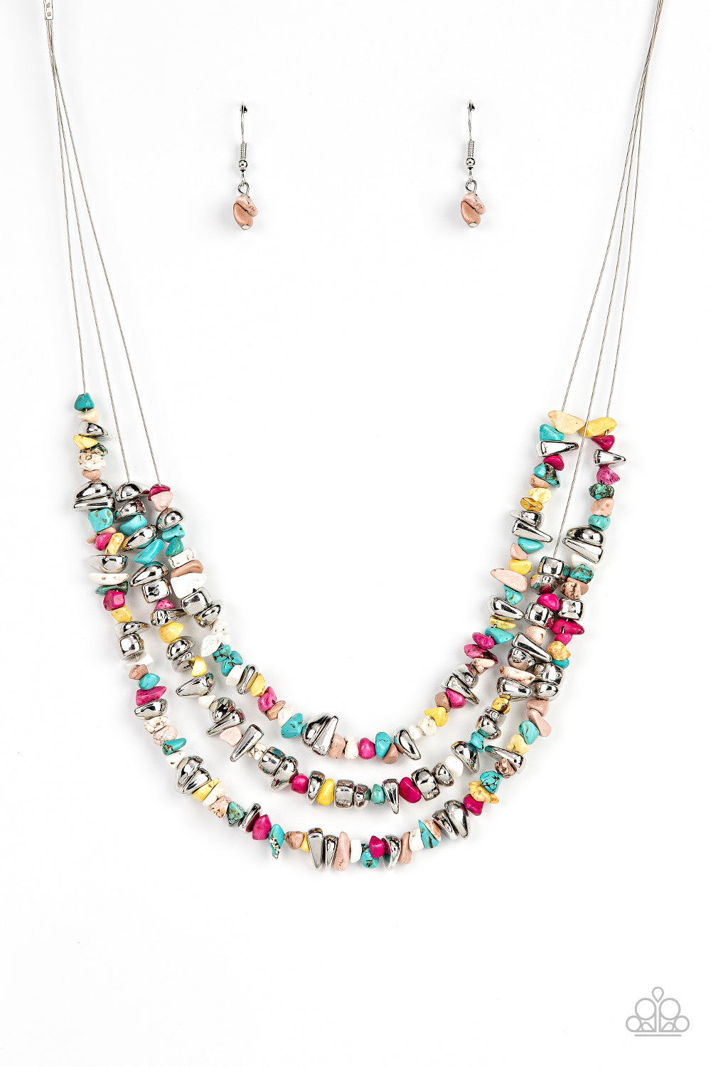Paparazzi Placid Pebbles Multi Short Necklace - P2SE-MTXX-229XX