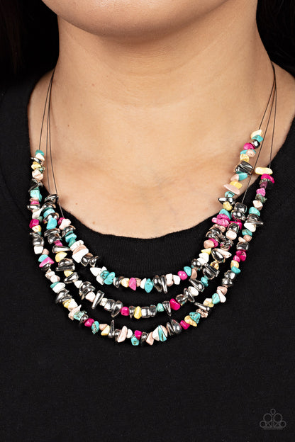 Paparazzi Placid Pebbles Multi Short Necklace - P2SE-MTXX-229XX