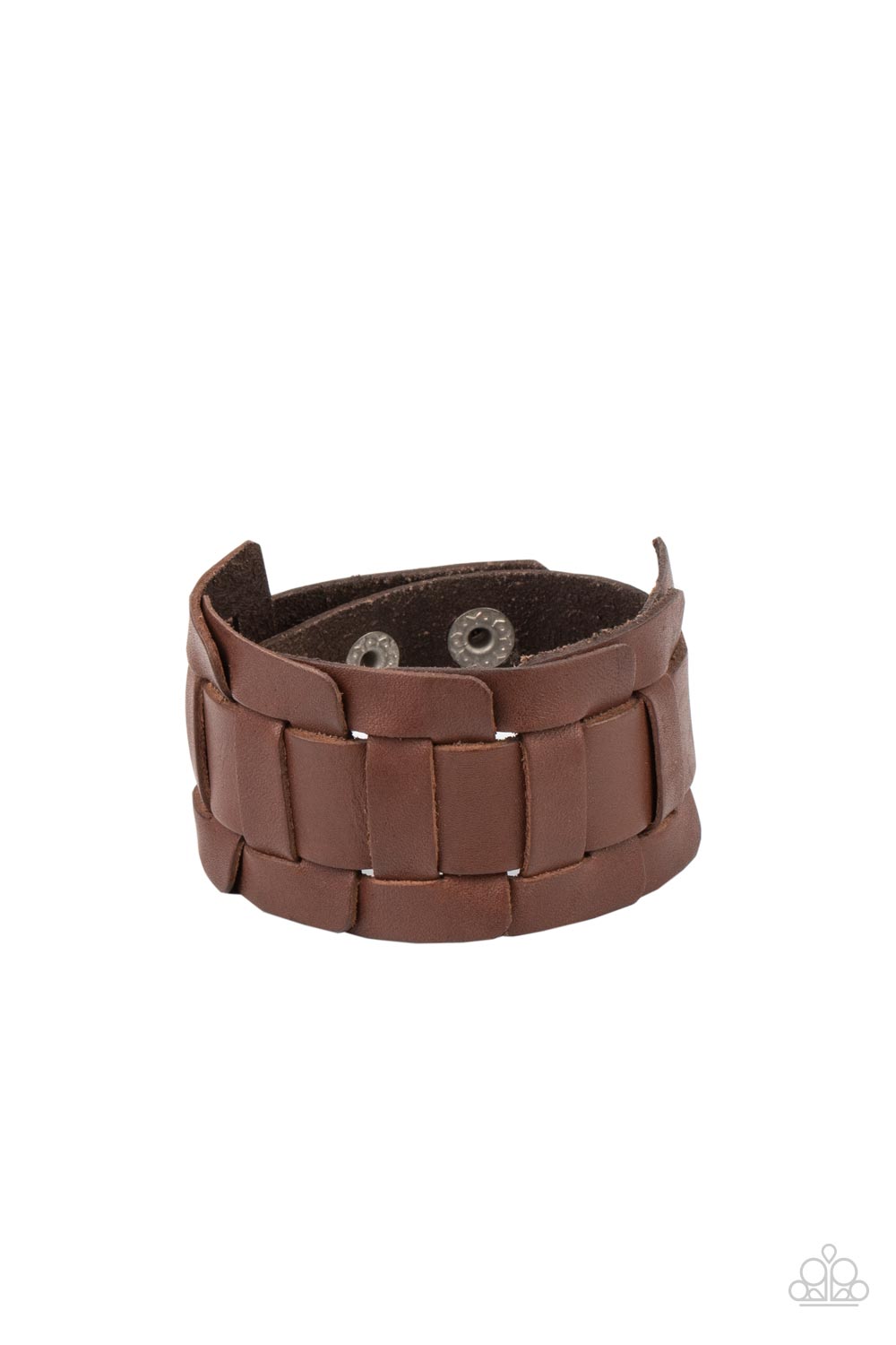 Paparazzi Plainly Plaited Brown Men's Single Wrap Snap Bracelet - P9MN-URBN-005XX
