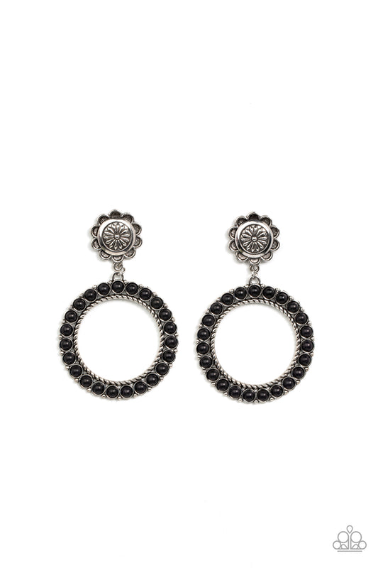 Paparazzi Playfully Prairie Black Post Earrings - P5PO-BKXX-197XX