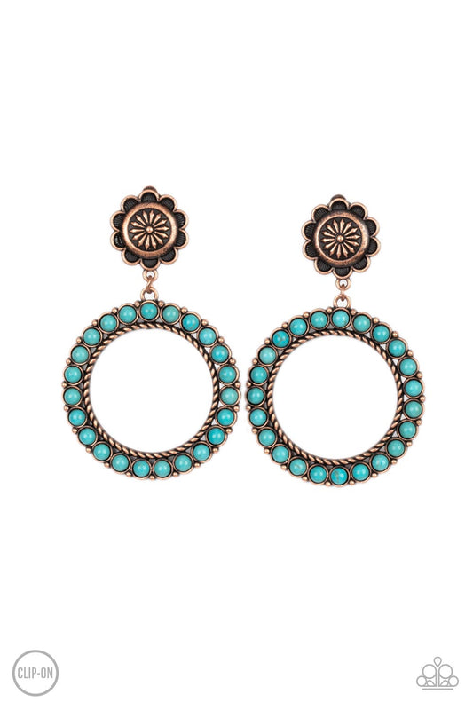 Paparazzi Playfully Prairie Copper Clip-On Earrings - P5CO-CPXX-027XX