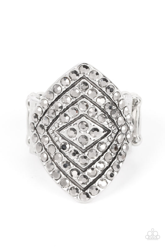 Paparazzi Plead GLITZY Silver Ring - P4ED-SVXX-134XX