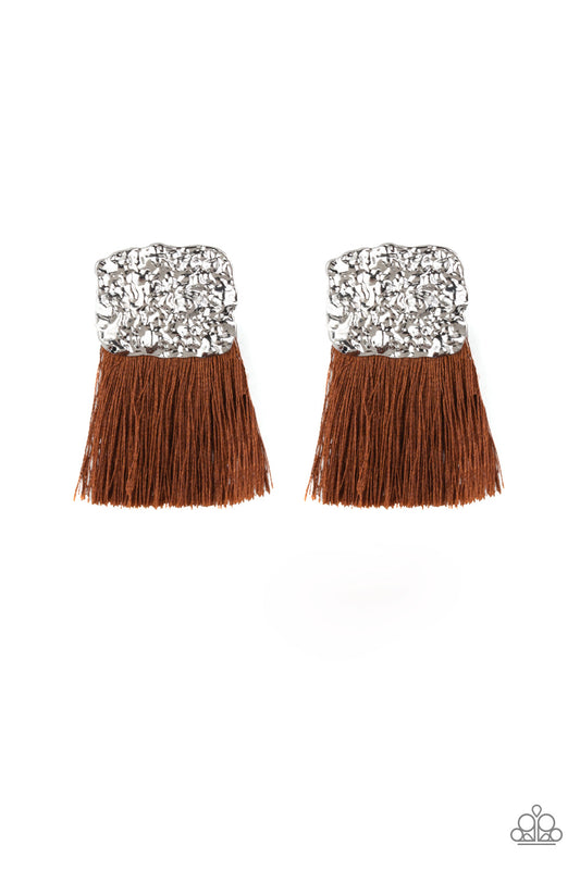 Paparazzi Plume Bloom Brown Post Earrings