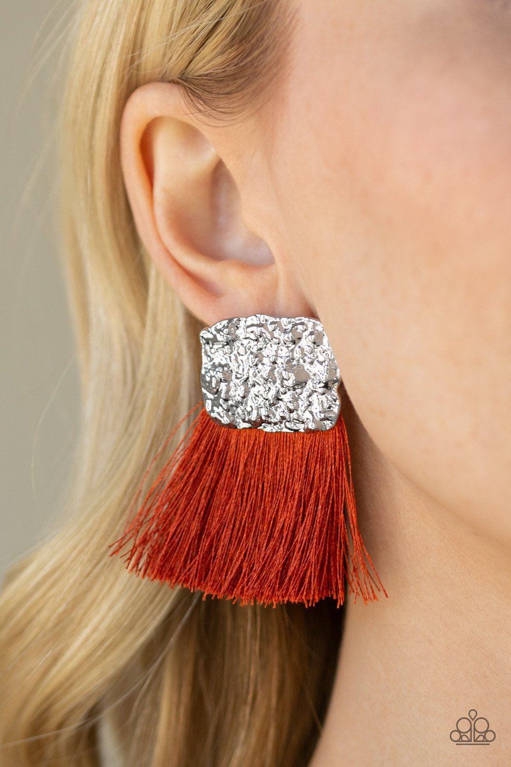 Paparazzi Plume Bloom Orange Post Earrings