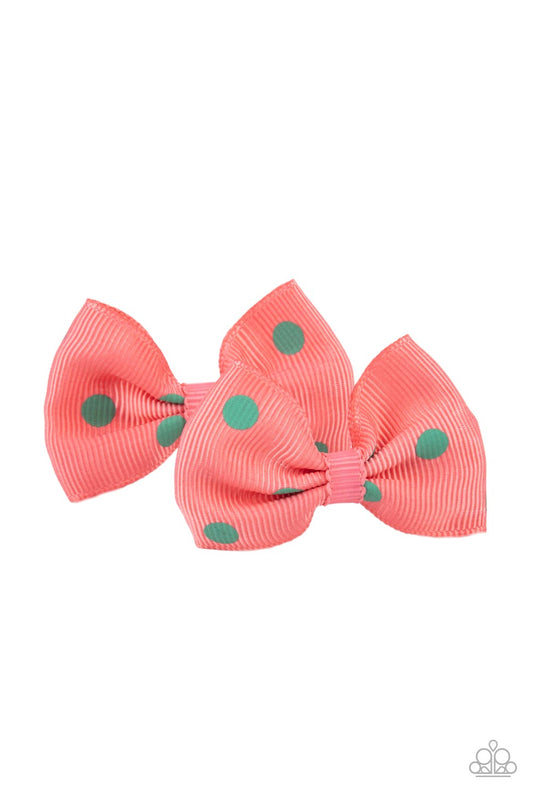 Paparazzi Polka Dot Drama Orange Hairbow  Duo - P7SS-OGXX-093XX