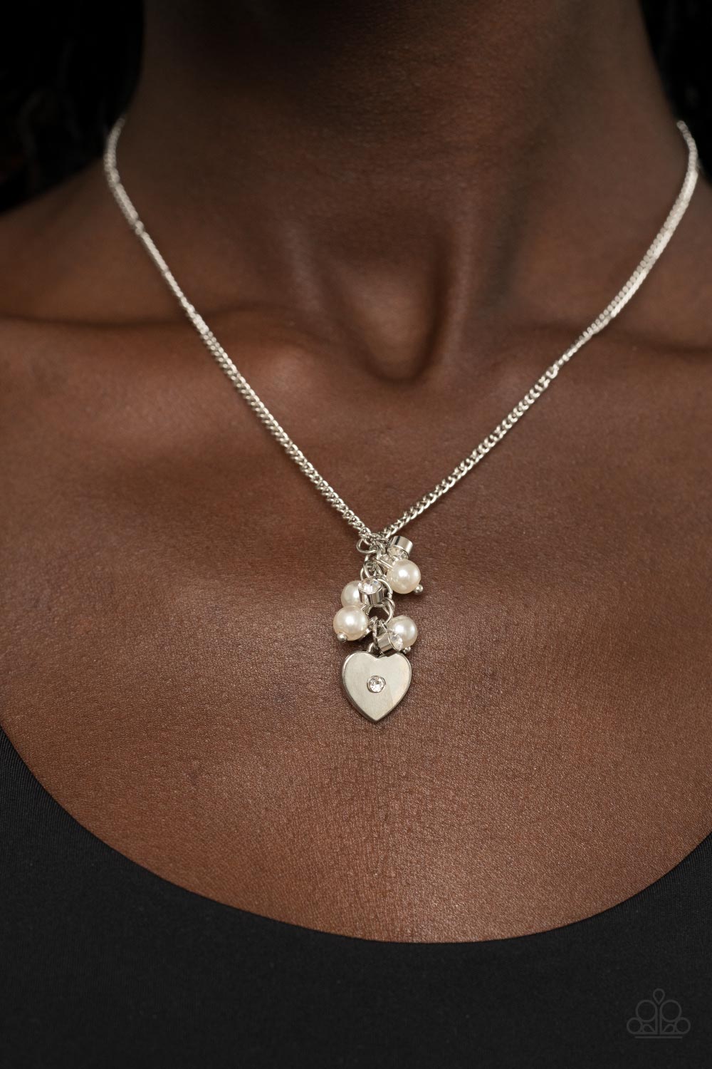 Paparazzi Pop It and LOCKET White Short Necklace - P2DA-WTXX-207XX