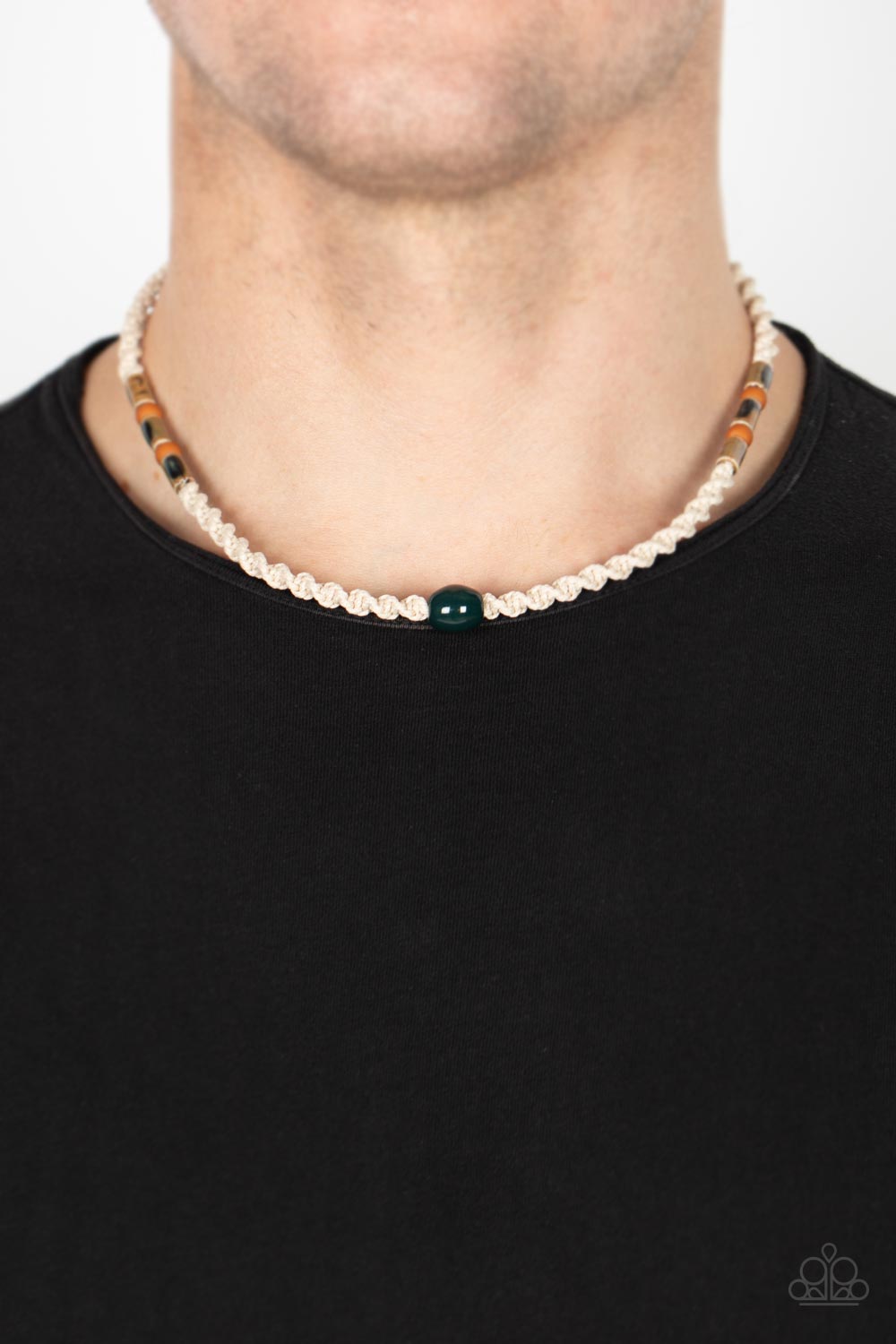 Paparazzi Positively Pacific Green Men's Short Necklace - P2UR-GRXX-031XX