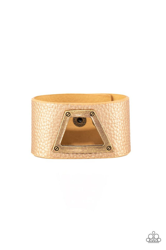 Paparazzi Power Play Brass Single Wrap Snap Bracelet - P9UR-BRXX-026XX