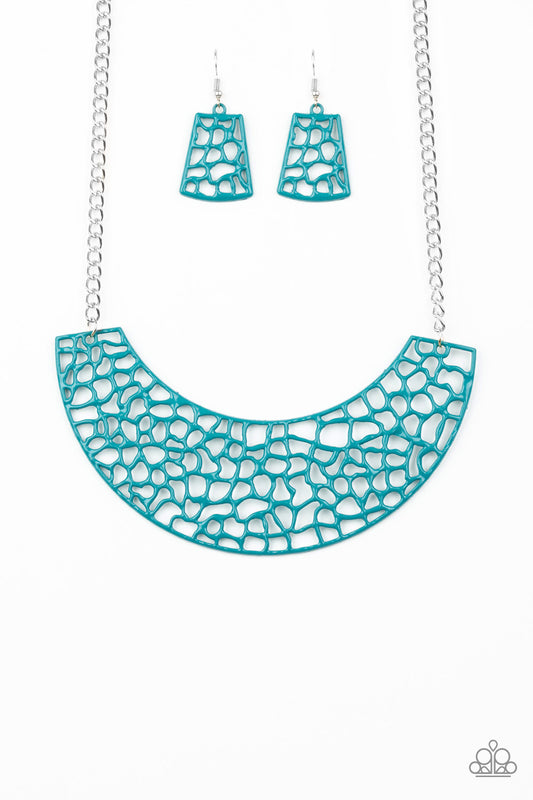 Paparazzi Powerful Prowl Blue Short Necklace - P2ED-BLXX-040XX