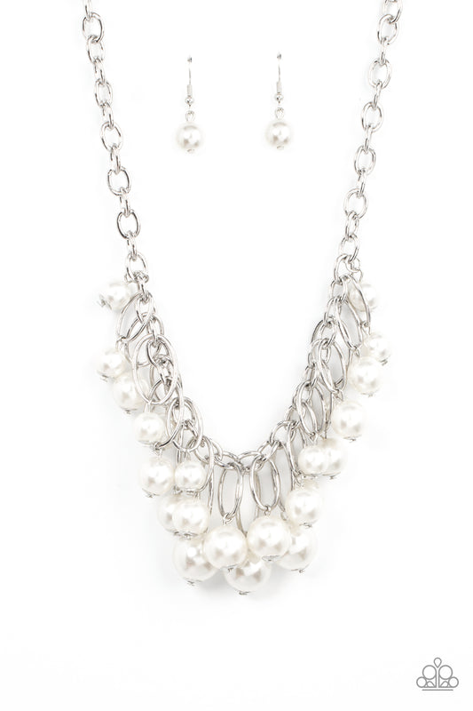 Paparazzi Powerhouse Pose White Short Necklace - Life of the Party Exclusive February 2022 - P2ST-WTXX-108XX