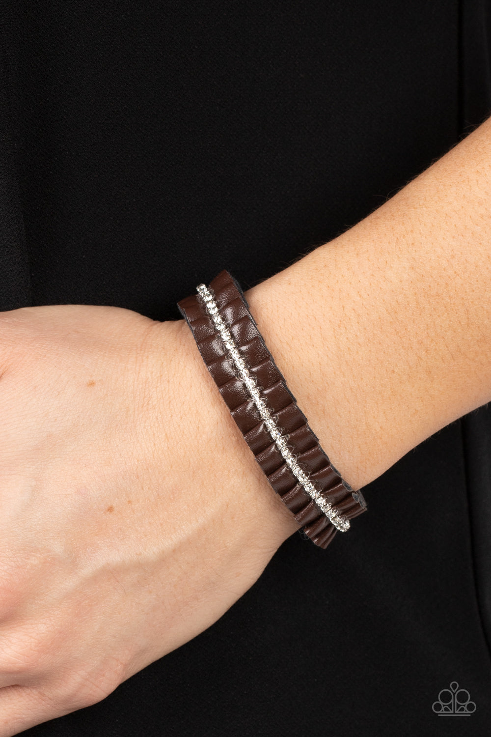 Paparazzi Pretty, Pretty PLEATS Brown Sliding Knot Bracelet - P9UR-BNXX-635XX