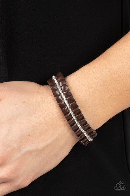 Paparazzi Pretty, Pretty PLEATS Brown Sliding Knot Bracelet - P9UR-BNXX-635XX