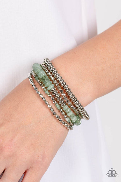 Paparazzi Pristine Pixie Dust Green Stretch Bracelet - P9BA-GRXX-023XX