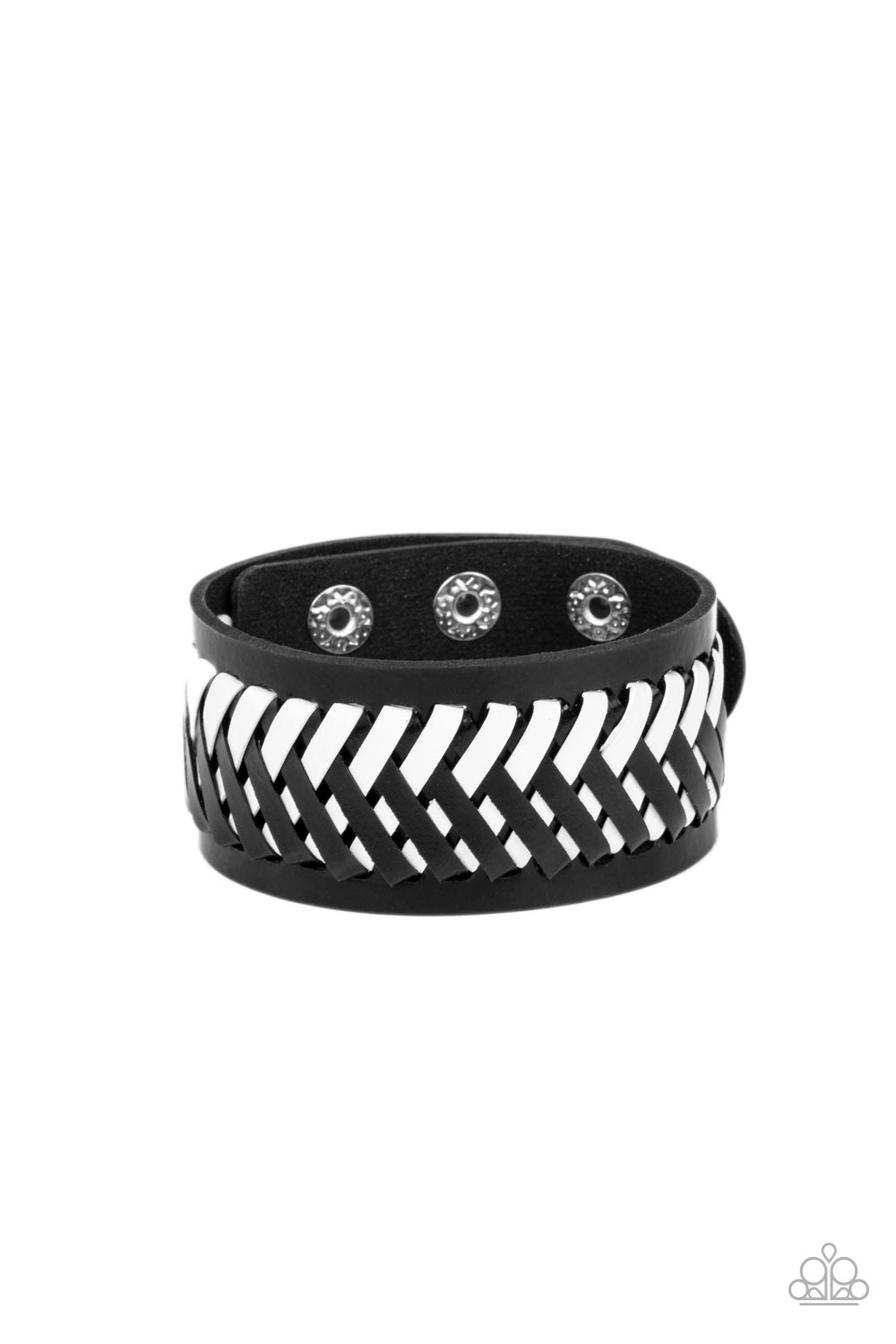 Paparazzi Punk Rocker Road Black Men's Single Wrap Snap Bracelet - P9UR-BKXX-487XX