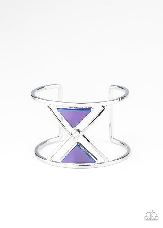 Paparazzi Pyramid Palace Blue Cuff Bracelet - P9ED-BLXX-030XX
