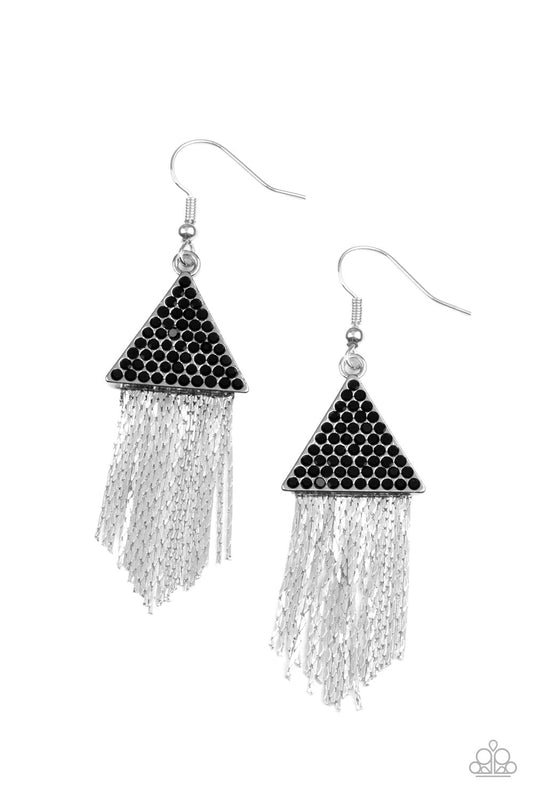 Paparazzi Pyramid Sheen Black Fishhook Earrings - P5ED-BKXX-110XX