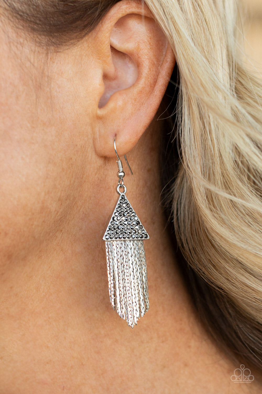 Paparazzi Pyramid SHEEN Silver Fishhook Earrings - Convention Release 2021