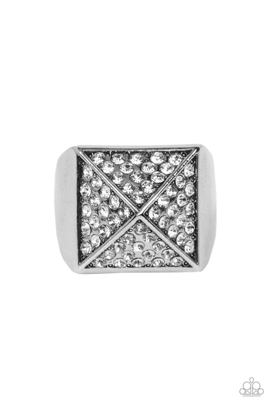 Paparazzi Pyramidal Powerhouse White Men's Ring - P4MN-URWT-015XX