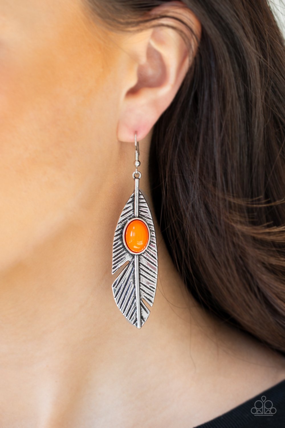 Paparazzi Quill Thrill Orange Fishhook Earrings