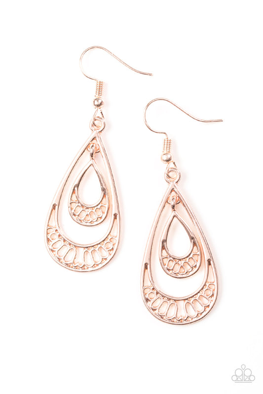 Paparazzi REIGNED OUT Rose Gold Fishhook Earrings