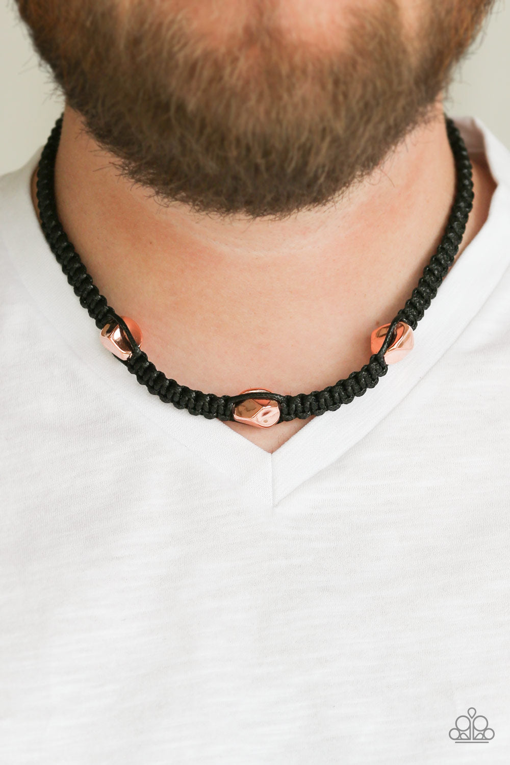 Paparazzi Rider's Block Copper Men's Short Necklace - P2MN-URCP-001XX